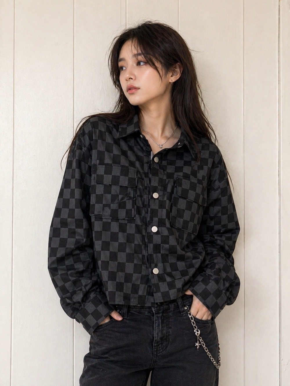 HYFVE Black and Gray Checkered Button-Front Shirt